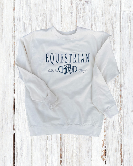 Equestrian Chic Crewneck Sweatshirt – English Rider Horse Head & Snaffle Bit
